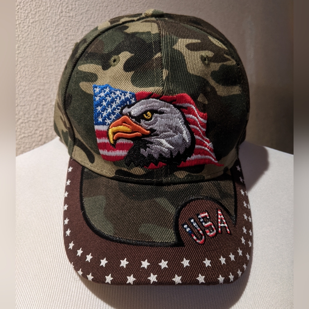 2/$18 New Camo Patriotic Ball Cap